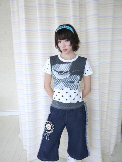 Antique Polka Dot Cat Print Top【s0000018678】