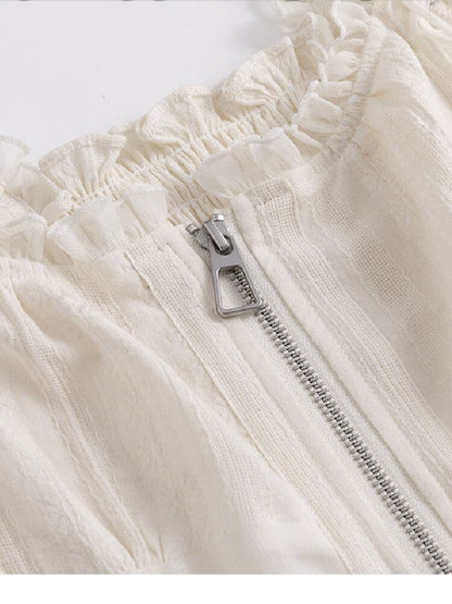 Textured Distressed Chiffon Top【s0000017492】