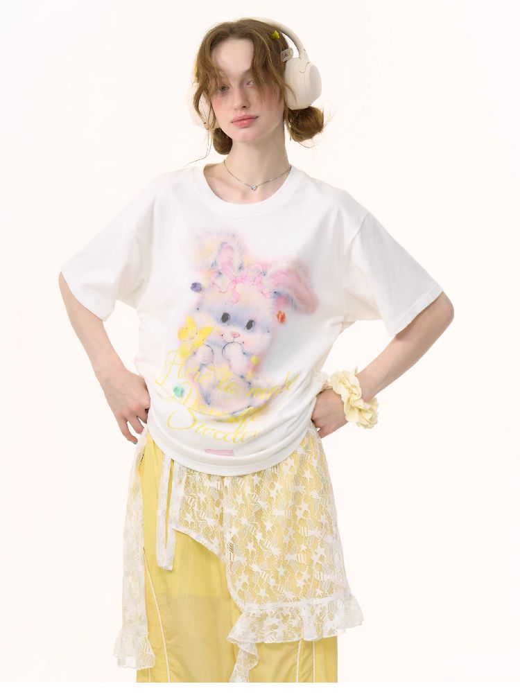 Rabbit Print Loose Tops【s0000012244】