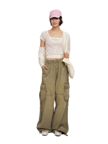 Drawstring Peplum work pants【s0000012494】