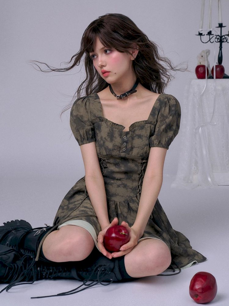 Romantic fairy sense tie-dye printing dress【s0000013371】