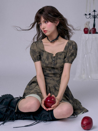 Romantic fairy sense tie-dye printing dress【s0000013371】