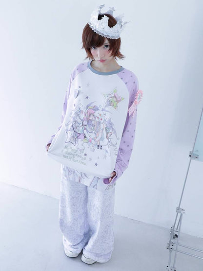 Star Drop-Shoulder Long-Sleeve Sweatshirt【s0000014439】