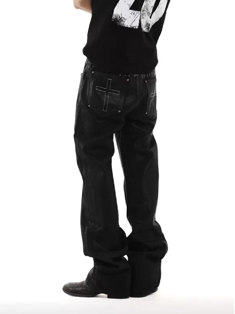 Metal Brush Wax Irregular Jeans【s0000018243】
