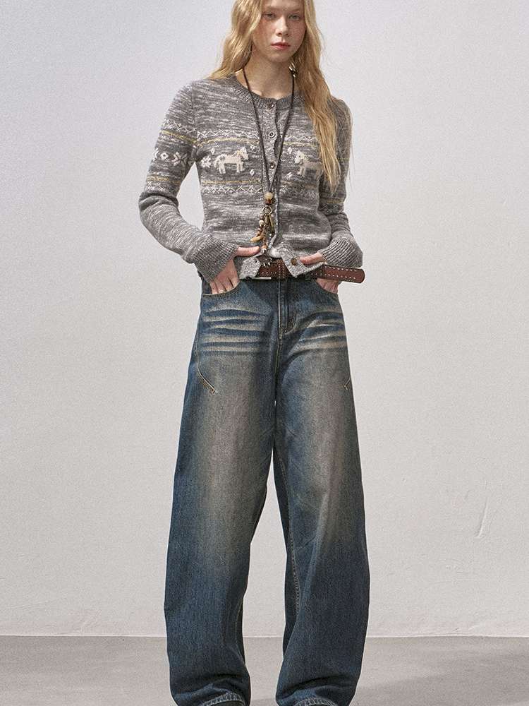 Cat Whisker Wide Leg Vintage Jeans【s0000015216】