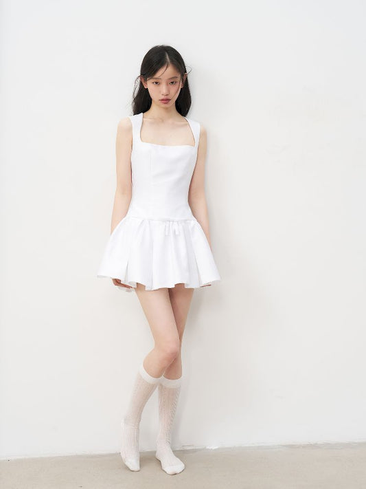 Bowknot Waisted A-line Puffy Short Dress【s0000011957】