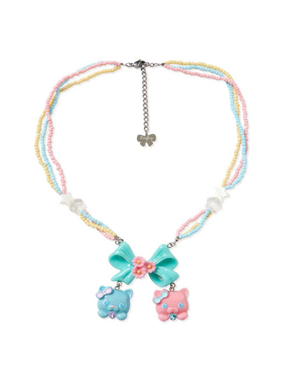 BOW CAT RESIN COLORFUL BEADS NECKLACE [S0000009062]