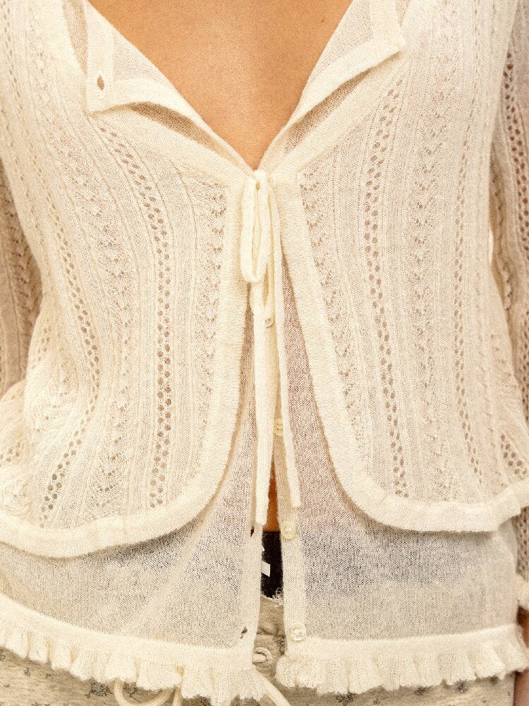 Hollow Twisted Knit Cardigan【s0000017932】