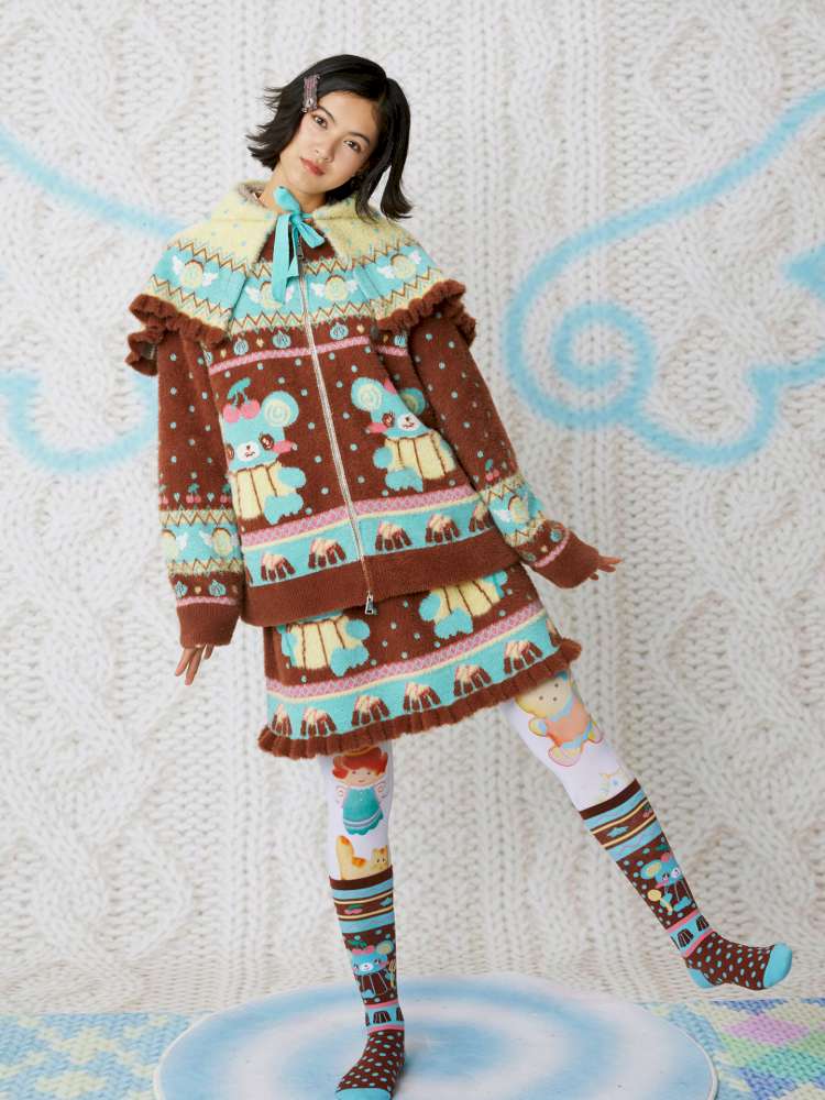 Chocolate Bear Print Cute Stockings【s0000014859】