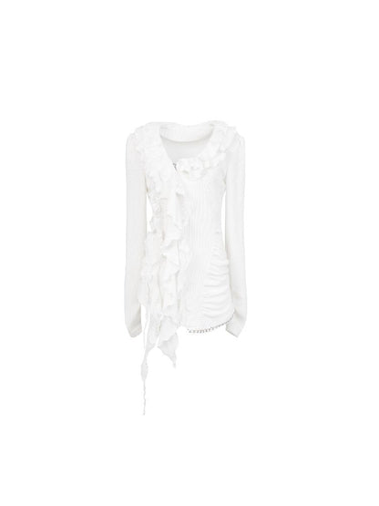 Ruffle Edge Vintage Knit Cardigan【s0000011271】