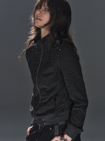 Striped Webbing Fleece Light Jacket【s0000016231】
