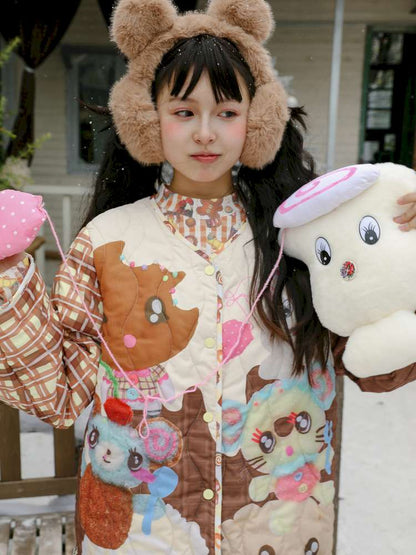 Doll Print Reversible Quilted Jacket【s0000015106】