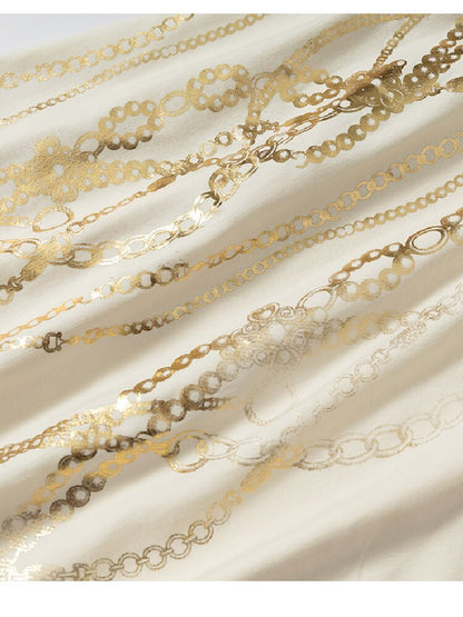 Foil Chain Print Asymmetrical T-Shirt【s0000016979】
