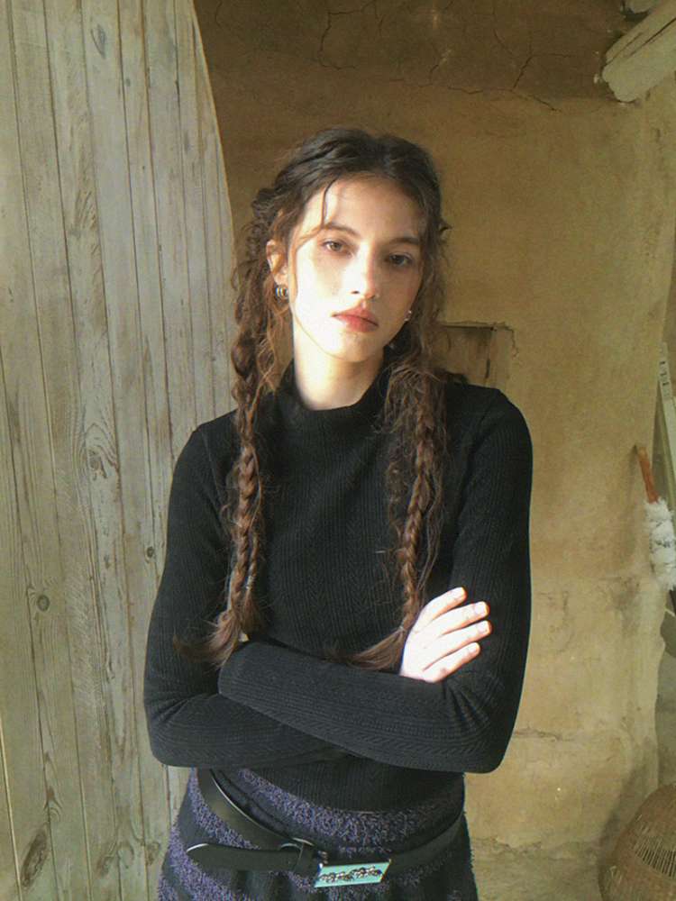 Solid Jacquard Striped Top Base【s0000015082】