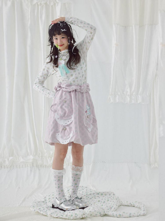 Teacup Cute Two-Tone Halter Skirt【s0000004644】