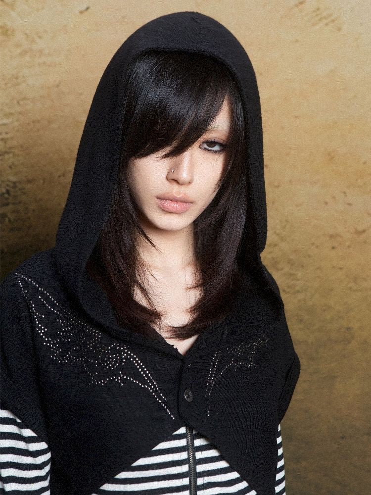 Wings Hot Rhinestone Hooded Short Tunic【s0000011818】