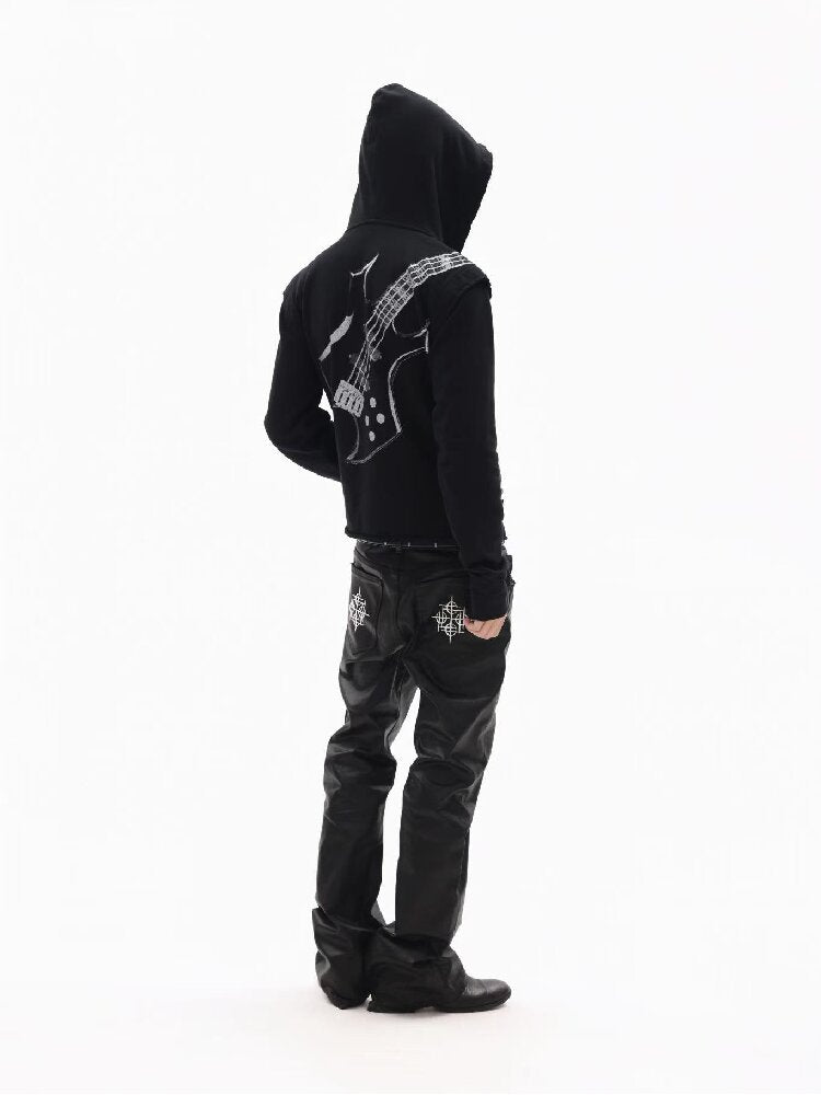 Silver Foil Dark Metallic Zip Hoodie【s0000018363】