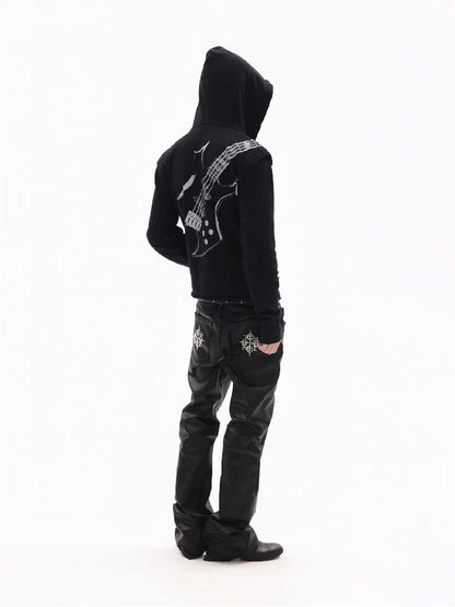 Silver Foil Dark Metallic Zip Hoodie【s0000018363】