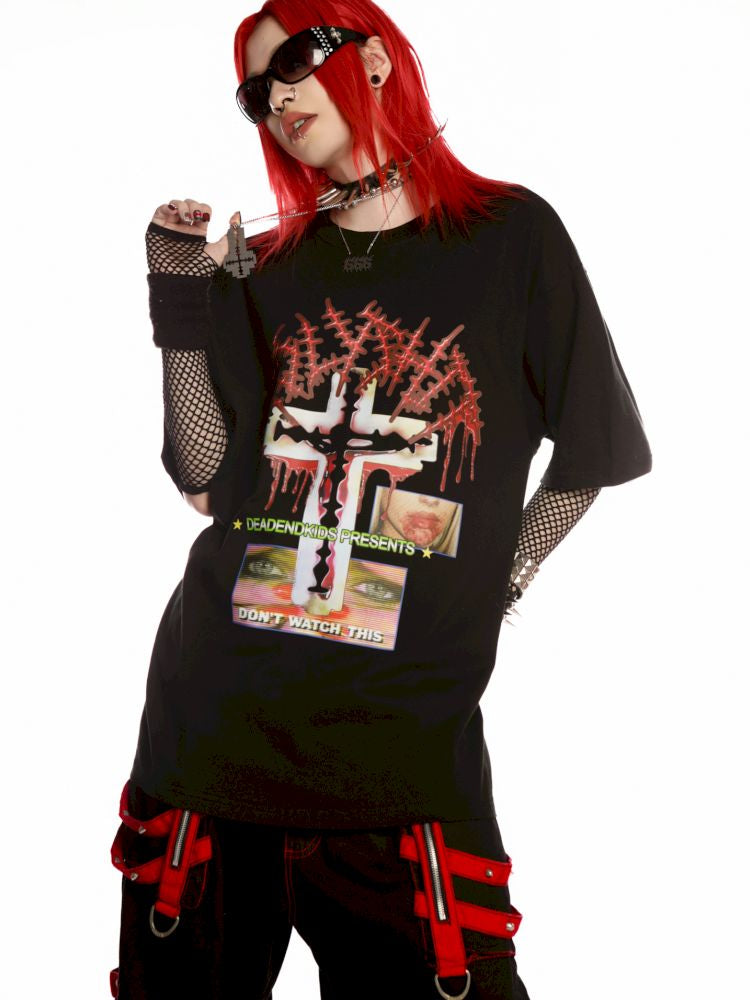 Subculture Print Unisex Loose T-shirt【s0000013600】