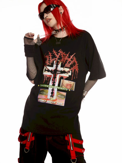 Subculture Print Unisex Loose T-shirt【s0000013600】