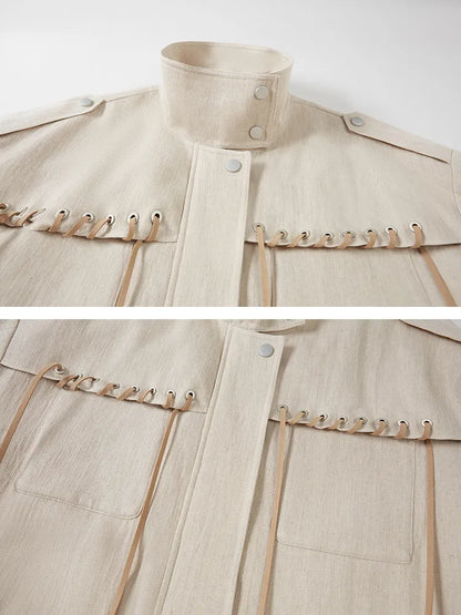 Pocket Drawstring Windbreaker-Style Trench Coat【s0000014060】