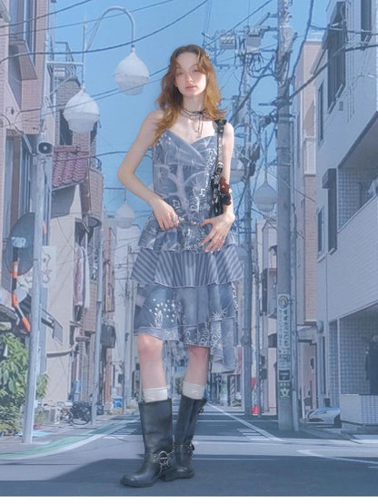 Pleated Cake Hem Halter Dress【s0000012259】