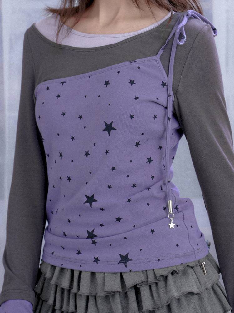 Fake three-piece star top T-shirt【s0000014366】