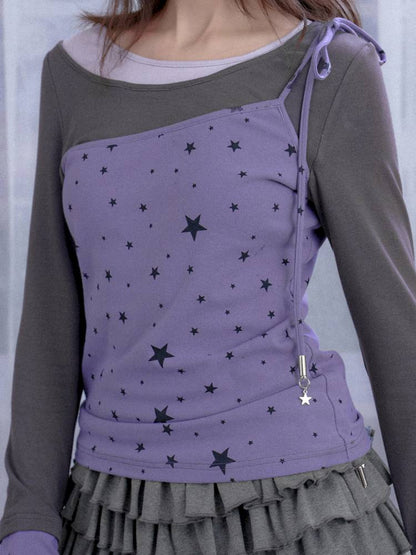 Fake three-piece star top T-shirt【s0000014366】