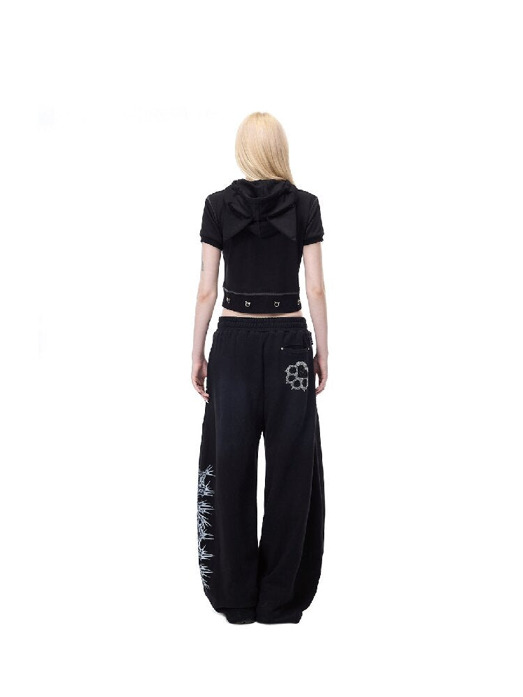 Rhinestone Camo Riveted Sweatpants【s0000017727】