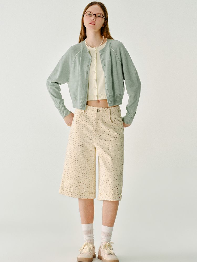 Cotton wide-legged five-minute pants【s0000011983】