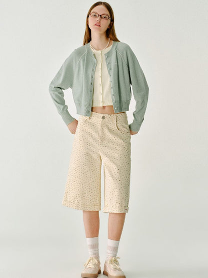 Cotton wide-legged five-minute pants【s0000011983】