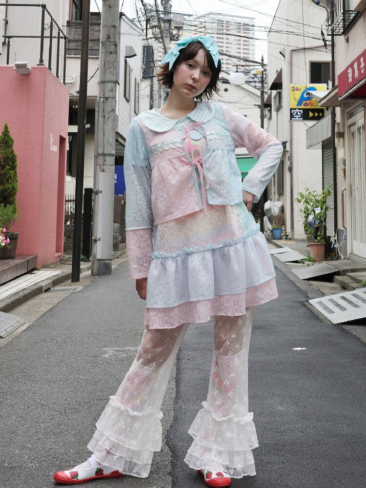 Bow Lace Versatile Flared Pants【s0000017761】
