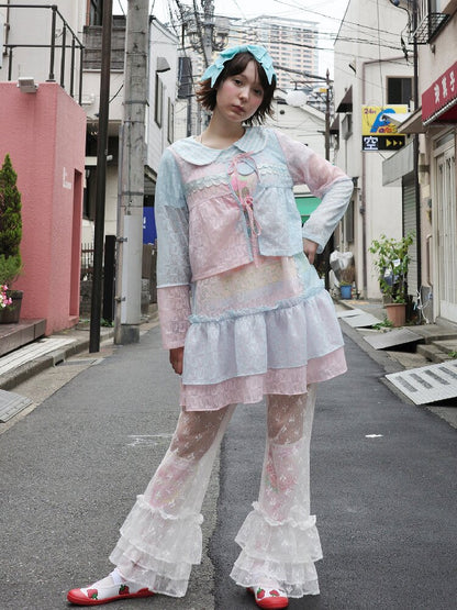 Bow Lace Versatile Flared Pants【s0000017761】