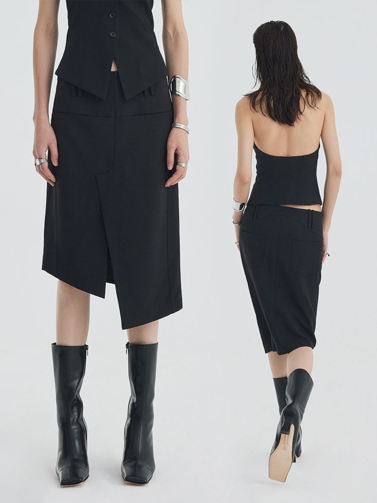 Asymmetric Slit Hem Suit【s0000007346】