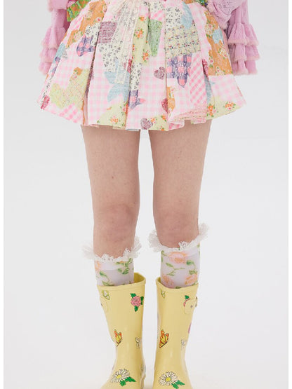Pink Lace Print Collar Coat Suit【s0000016192】