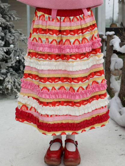 Corduroy Strawberry Print Skirt【s0000015104】