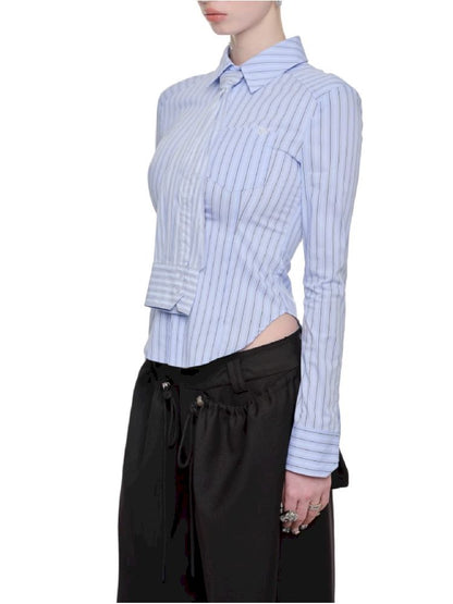 Fake Two Hook Button Slim Shirt【s0000011589】