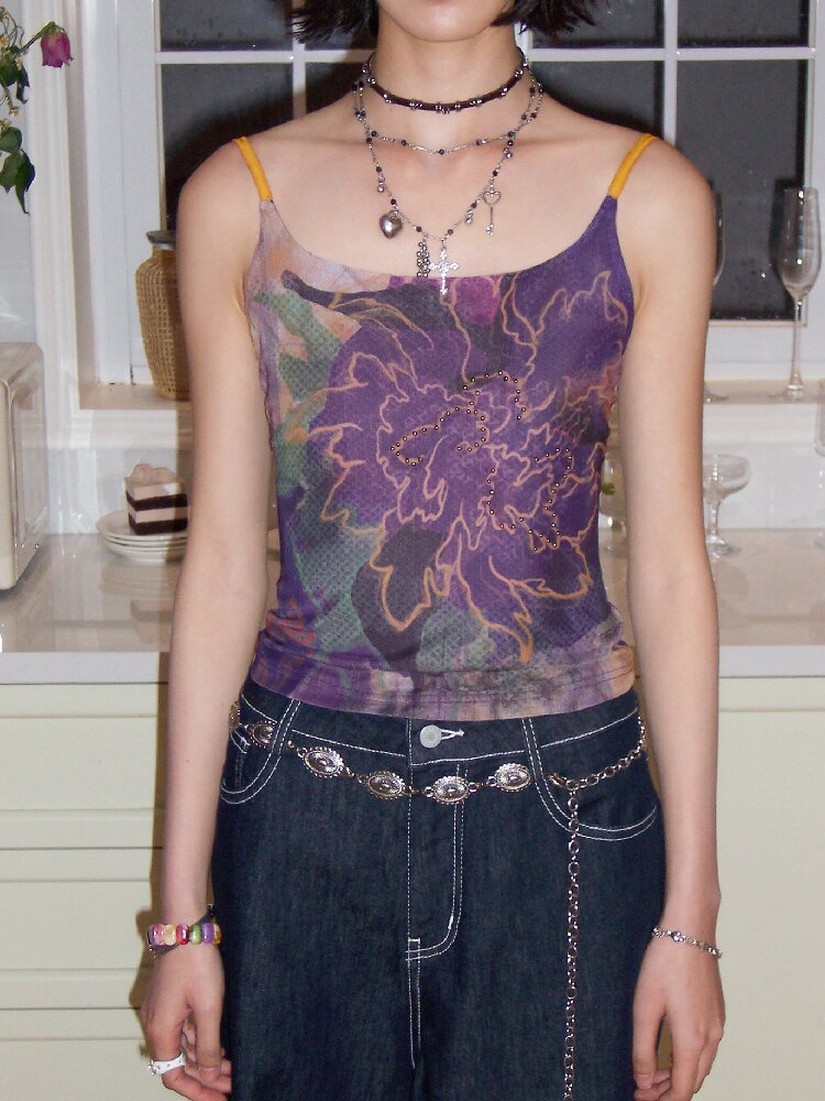 Floral Mesh Diamond Camisole【s0000016655】