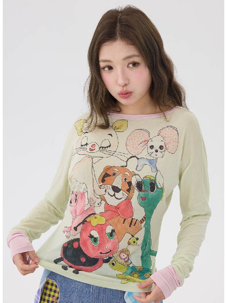 Light Green Graffiti Printed Smock【s0000016199】