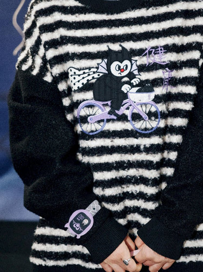 Striped Plush Colorblock Sweatshirt【s0000011560】