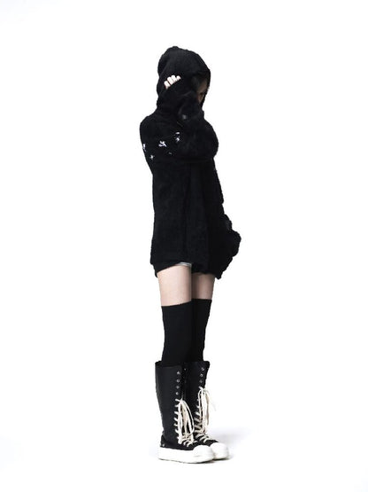 Pentagram Leather Mohair Hooded Jacket【s0000018202】