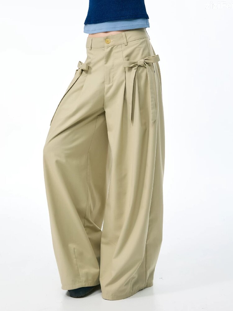 Soft Bow Drape Casual Wide Pants【s0000017874】