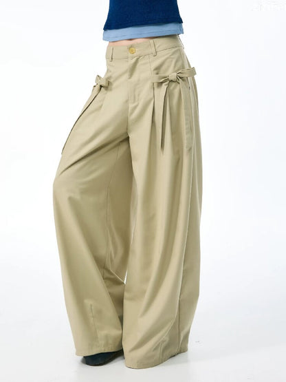 Soft Bow Drape Casual Wide Pants【s0000017874】