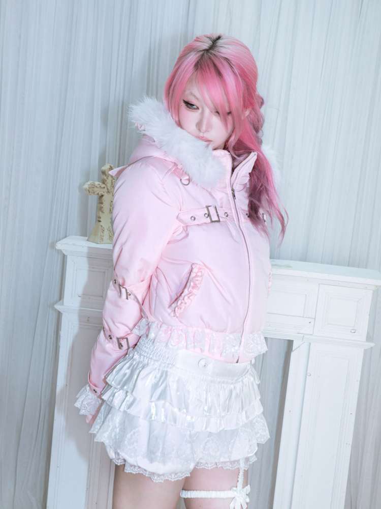 Detachable Hat Black Pink Two Tone Suit【s0000014679】