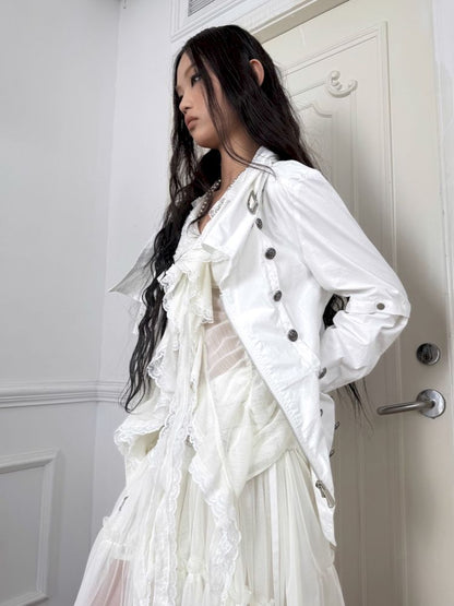 High-Neck Metal Buckle Napoleon Windbreaker【s0000013902】