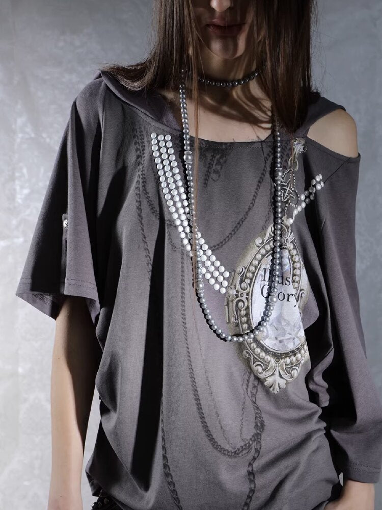 Vintage Gem Print Diamond T-Shirt【s0000015913】