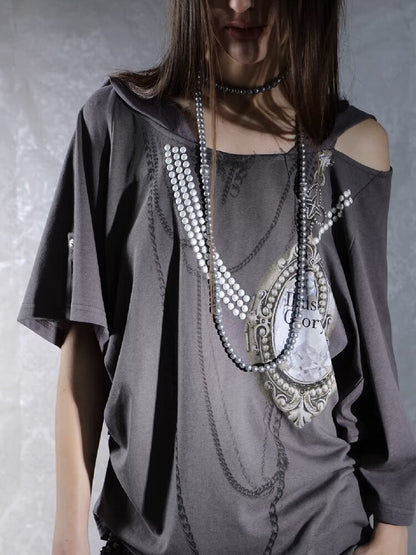 Vintage Gem Print Diamond T-Shirt【s0000015913】