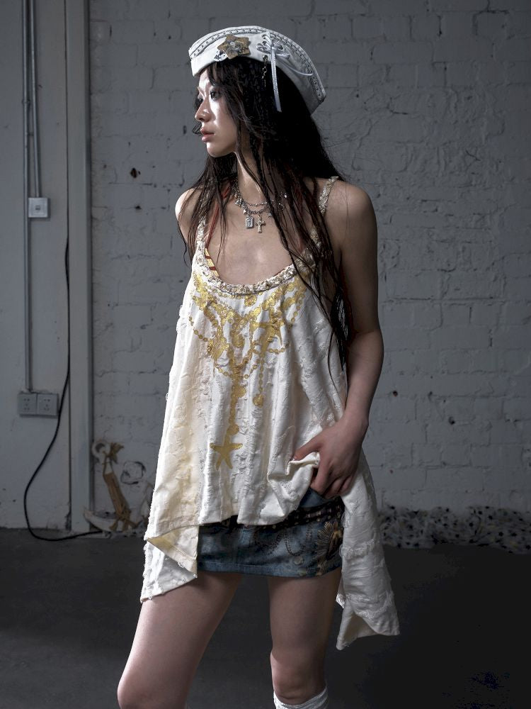 Ribbon Lazy Irregular Loose Halter Top【s0000012787】