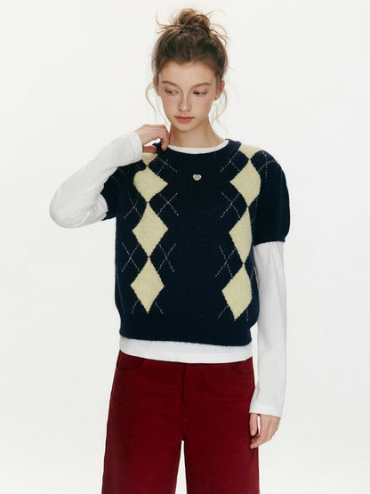 Twilight Flower Diamond Knit Top【s0000015676】