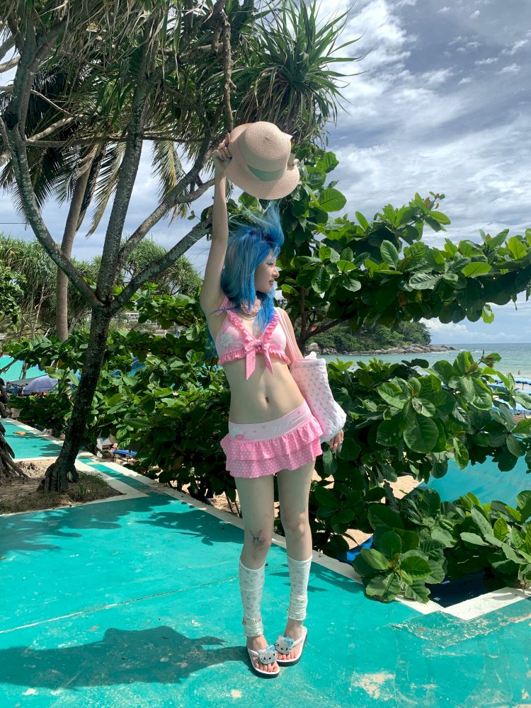 Fuchsia Flower Split Swimsuit【s0000012660】